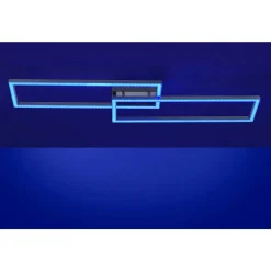 Plafonnier Leuchten Direkt Ls-Maxi Led Acier Inoxydable, 1 Lumiere, Telecommandes, Changeur De Couleurs