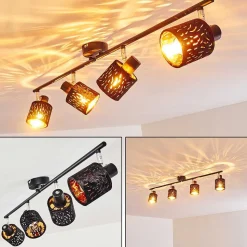 Plafonnier Liared Noir, 4 Lumieres