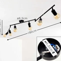 Plafonnier Maidford Noir, 6 Lumieres