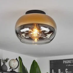 Plafonnier Molloy Or, Clair, Fume, 1 Lumiere