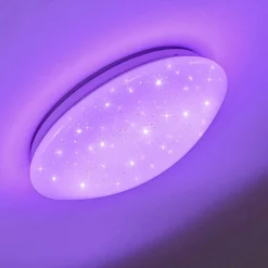 Plafonnier Norton Star Led Blanc, 1 Lumiere, Telecommandes, Changeur De Couleurs