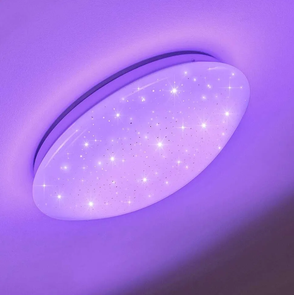 Plafonnier Norton Star Led Blanc, 1 Lumiere, Telecommandes, Changeur De Couleurs