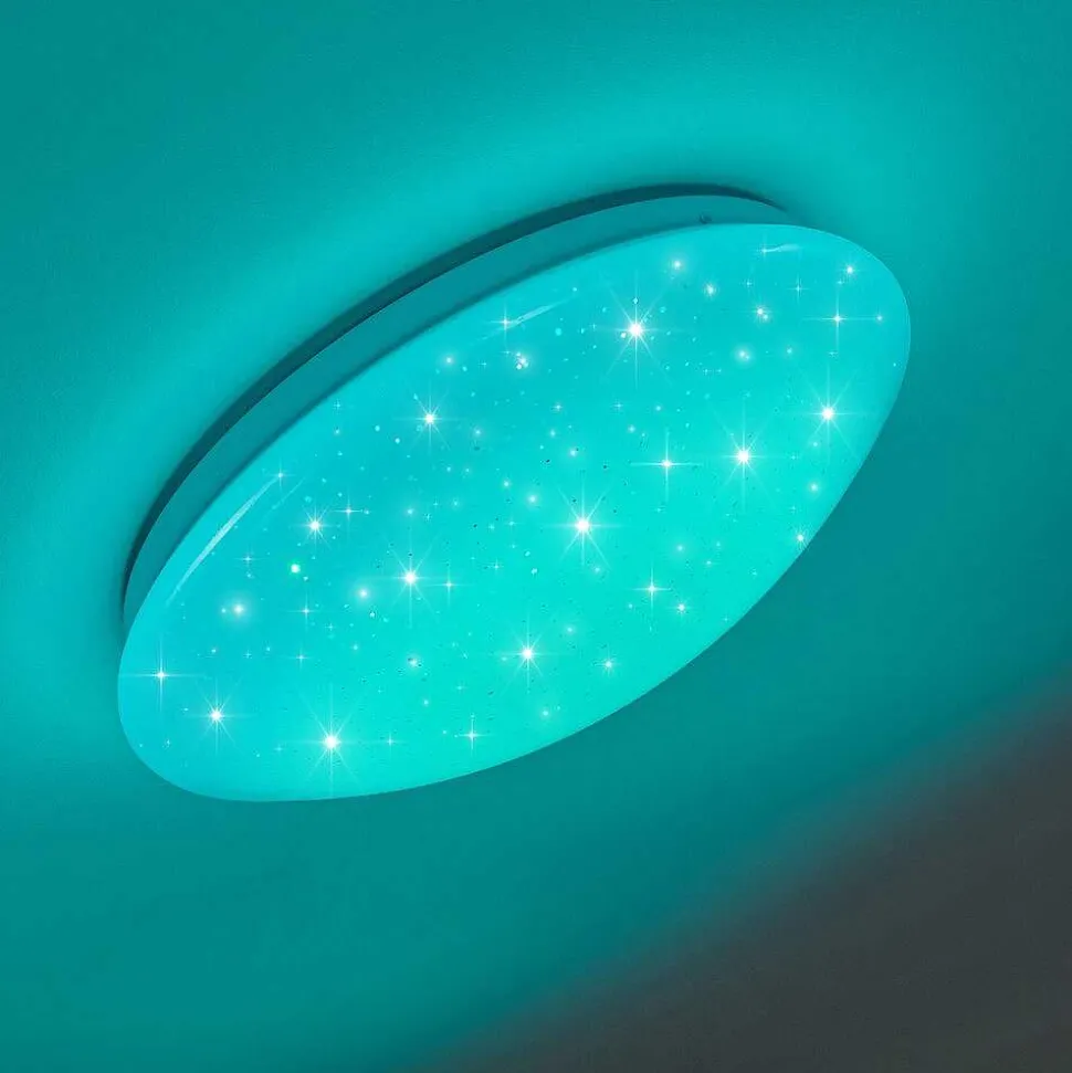 Plafonnier Norton Star Led Blanc, 1 Lumiere, Telecommandes, Changeur De Couleurs