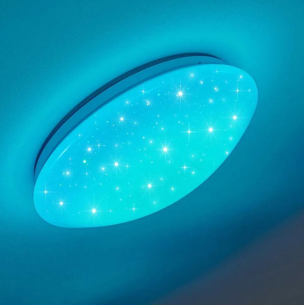 Plafonnier Norton Star Led Blanc, 1 Lumiere, Telecommandes, Changeur De Couleurs