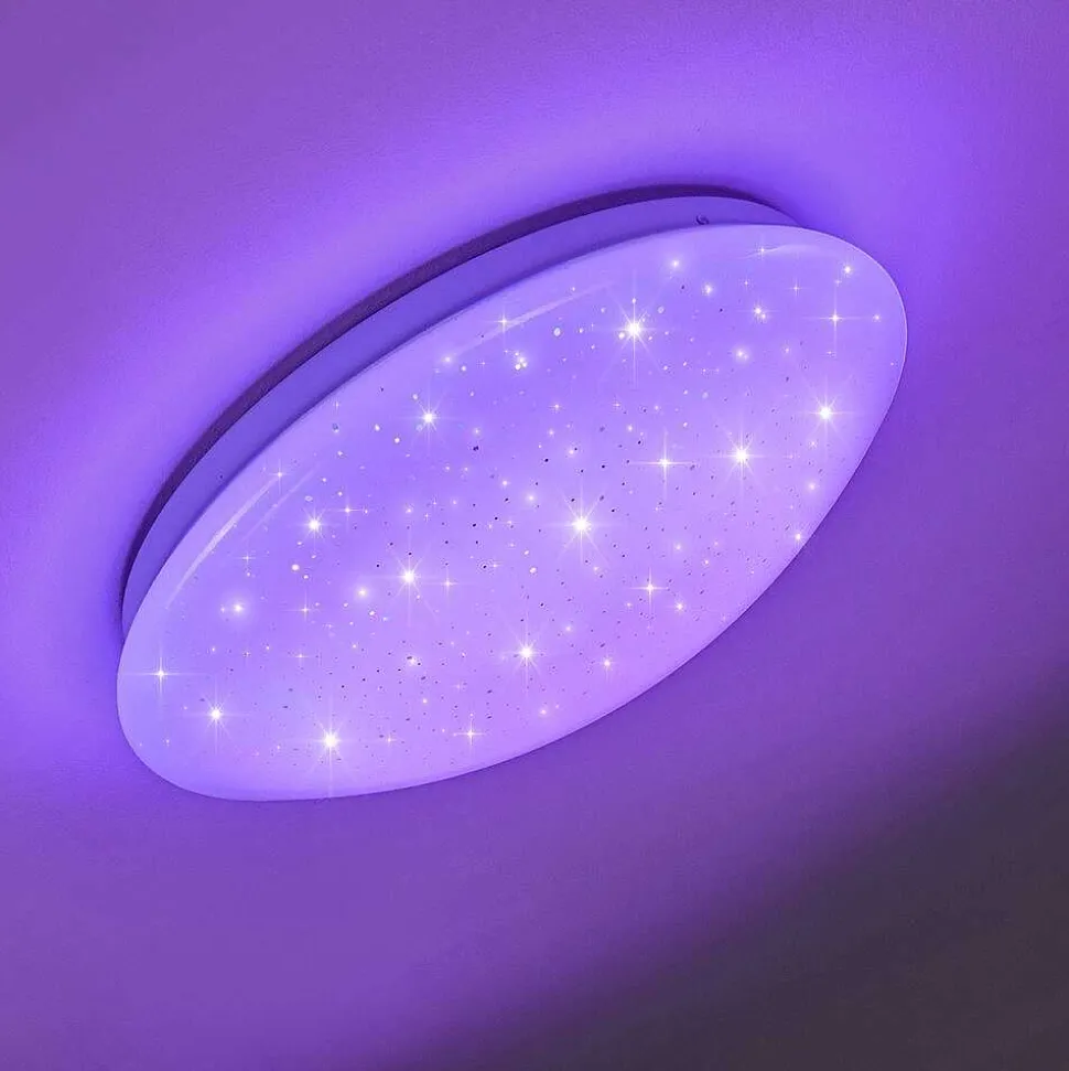 Plafonnier Norton Star Led Blanc, 1 Lumiere, Telecommandes, Changeur De Couleurs