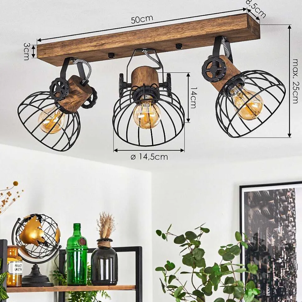 Plafonnier Orny Bois Fonce, Noir, 3 Lumieres