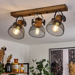 Plafonnier Orny Bois Fonce, Noir, 3 Lumieres