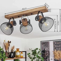 Plafonnier Orny Bois Fonce, Noir, 3 Lumieres