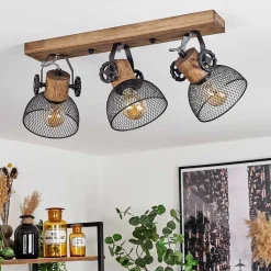 Plafonnier Orny Bois Fonce, Noir, 3 Lumieres