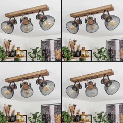 Plafonnier Orny Bois Fonce, Noir, 3 Lumieres