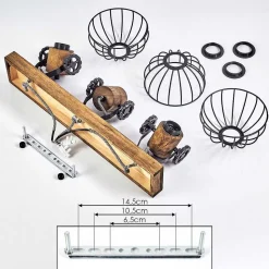 Plafonnier Orny Bois Fonce, Noir, 3 Lumieres