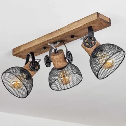 Plafonnier Orny Bois Fonce, Noir, 3 Lumieres