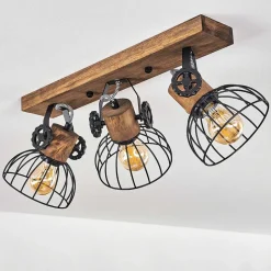 Plafonnier Orny Bois Fonce, Noir, 3 Lumieres