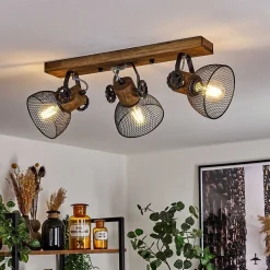 Plafonnier Orny Bois Fonce, Noir, 3 Lumieres