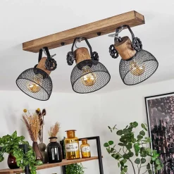 Plafonnier Orny Bois Fonce, Noir, 3 Lumieres