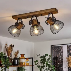 Plafonnier Orny Bois Fonce, Noir, 3 Lumieres