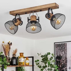 Plafonnier Orny Bois Fonce, Noir, 3 Lumieres