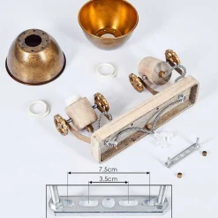 Plafonnier Orny Bronze, Bois Clair, 2 Lumieres