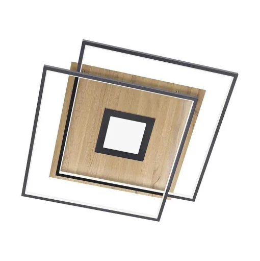 Plafonnier Paul Neuhaus Q-Amira Led Bois Clair, 1 Lumiere, Telecommandes