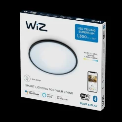 Plafonnier Philips Wiz Super Slim Led Noir, 1 Lumiere