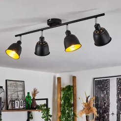 Plafonnier Pistrino Chrome, Noir, 4 Lumieres