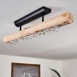 Plafonnier Rodeche Led Bois Clair, Noir, 1 Lumiere