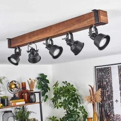 Plafonnier Safari Brun, Noir, 5 Lumieres