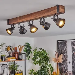 Plafonnier Safari Brun, Noir, 5 Lumieres