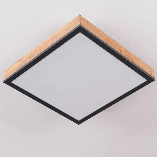 Plafonnier Salmi Led Couleur Bois, Noir, Blanc, 1 Lumiere