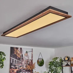 Plafonnier Salmi Led Couleur Bois, 1 Lumiere, Telecommandes