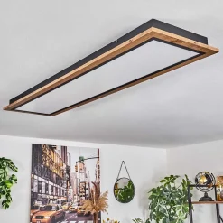 Plafonnier Salmi Led Couleur Bois, 1 Lumiere, Telecommandes