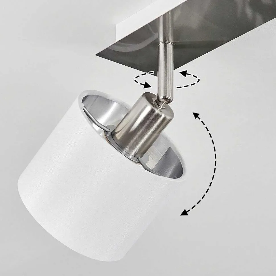 Plafonnier Tibro Nickel Mat, Blanc, 2 Lumieres