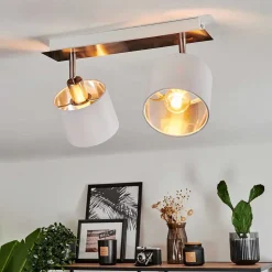 Plafonnier Tibro Nickel Mat, Blanc, 2 Lumieres