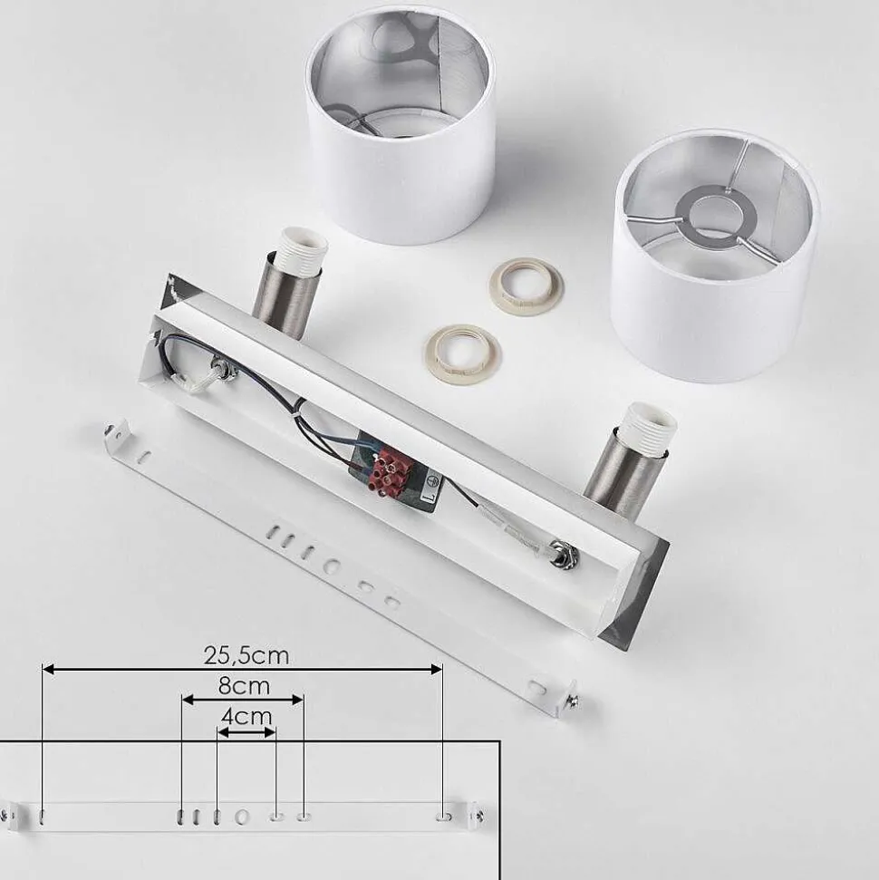 Plafonnier Tibro Nickel Mat, Blanc, 2 Lumieres