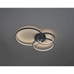 Plafonnier Trio Aaron Led Anthracite, 1 Lumiere, Telecommandes, Changeur De Couleurs