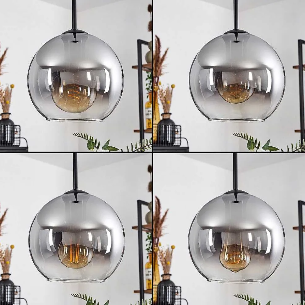 Plafonnier Verre 20 Cm Koyoto Clair, Fume, 1 Lumiere