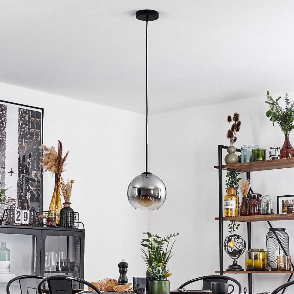 Plafonnier Verre 20 Cm Koyoto Clair, Fume, 1 Lumiere