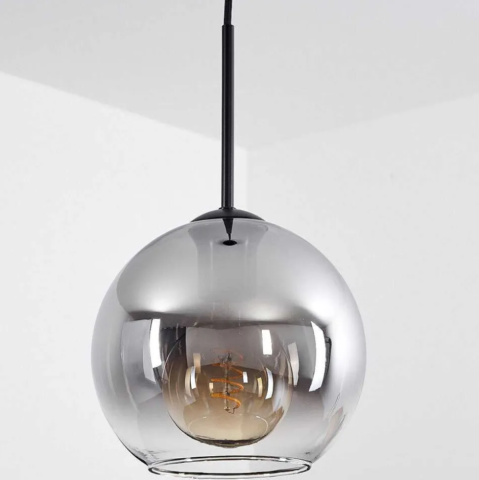 Plafonnier Verre 20 Cm Koyoto Clair, Fume, 1 Lumiere