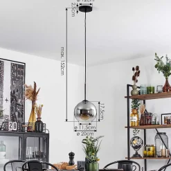 Plafonnier Verre 20 Cm Koyoto Clair, Fume, 1 Lumiere