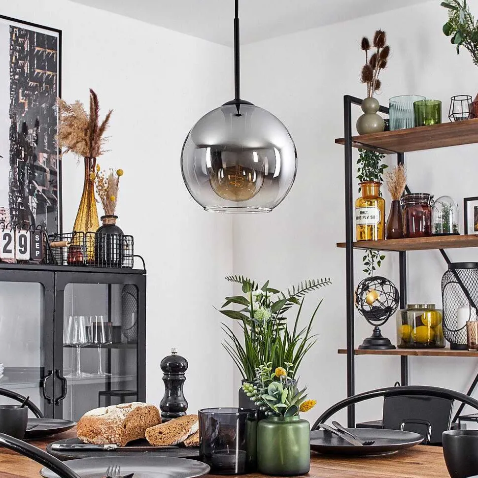 Plafonnier Verre 20 Cm Koyoto Clair, Fume, 1 Lumiere