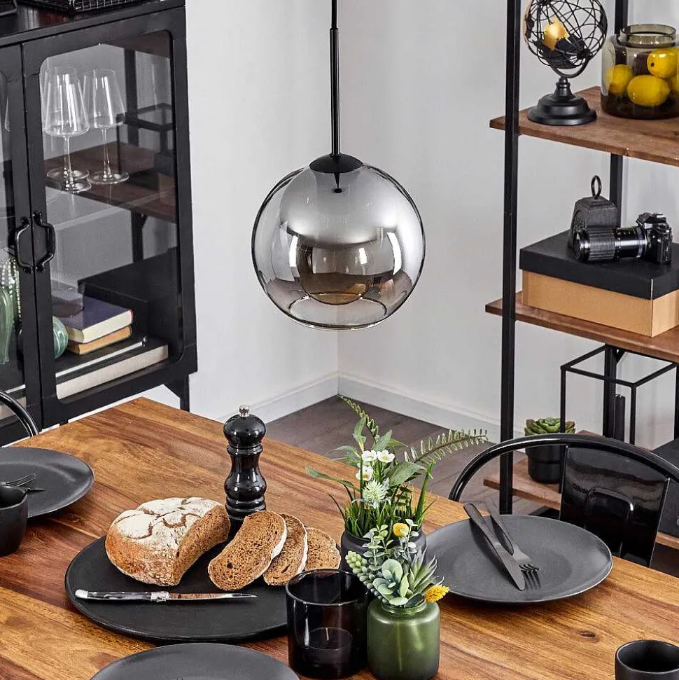 Plafonnier Verre 20 Cm Koyoto Clair, Fume, 1 Lumiere