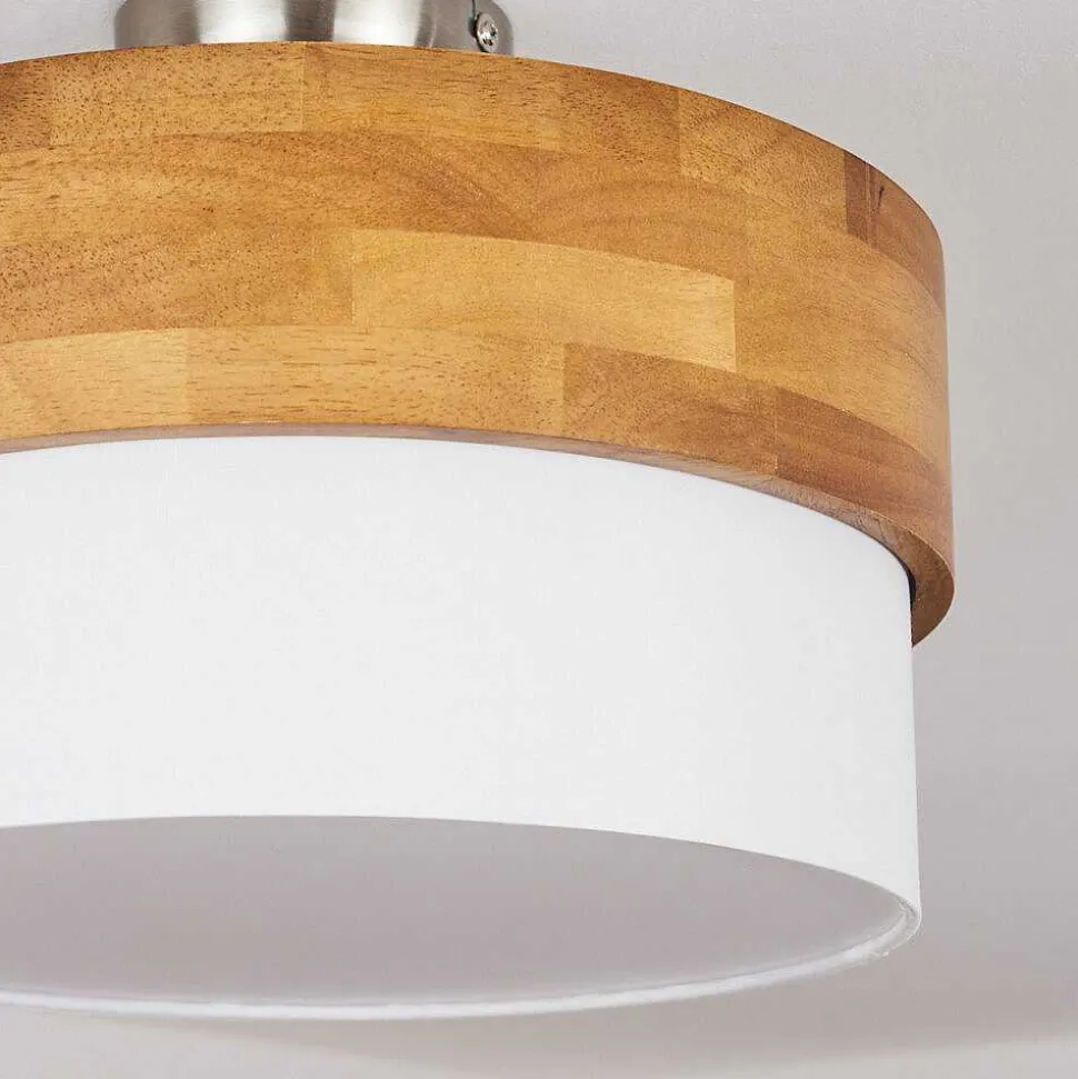 Plafonnier Vrolle Bois Clair, Nickel Mat, 2 Lumieres