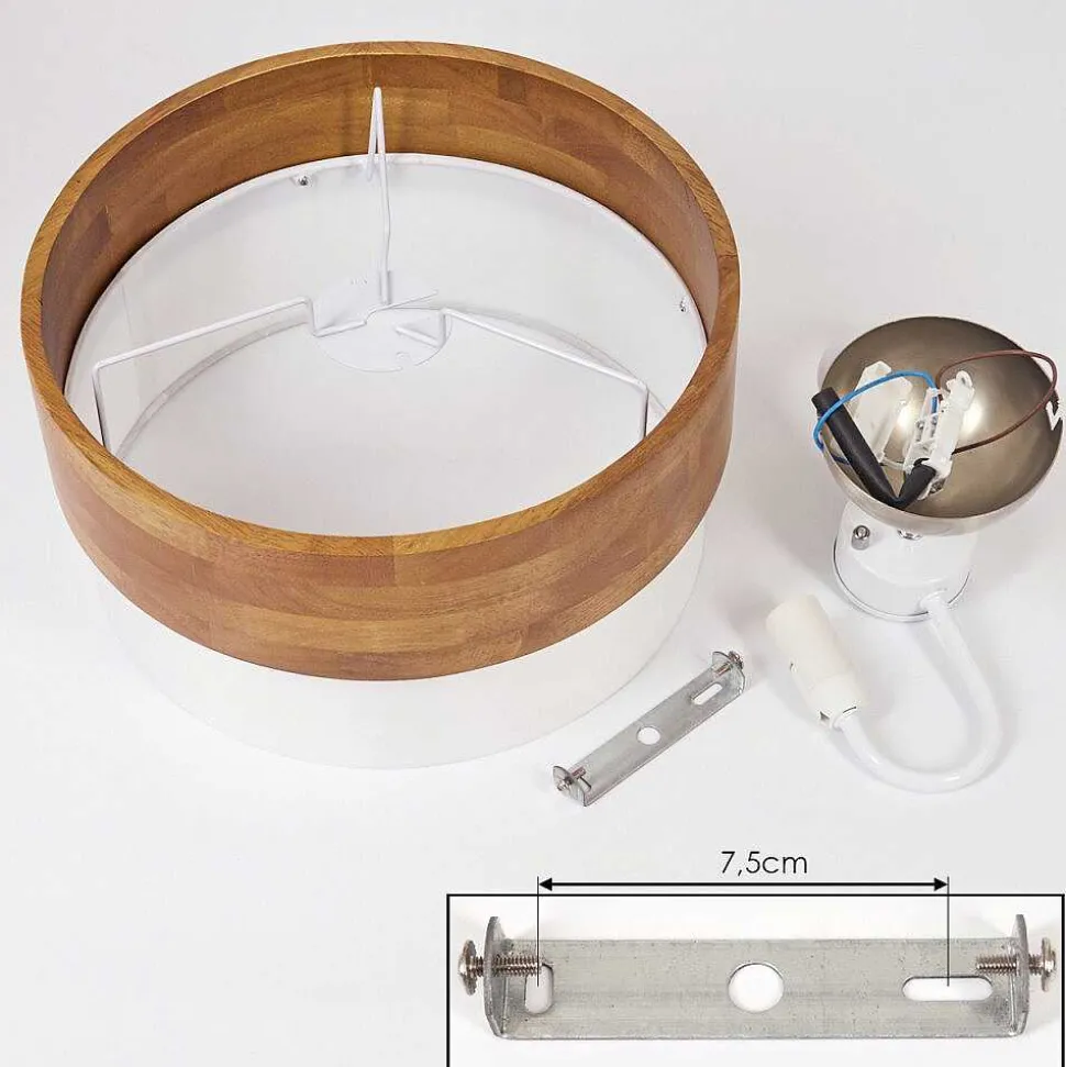 Plafonnier Vrolle Bois Clair, Nickel Mat, 2 Lumieres