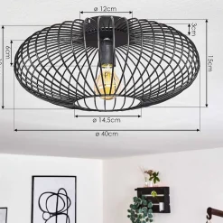 Plafonnier Wemude Noir, 1 Lumiere