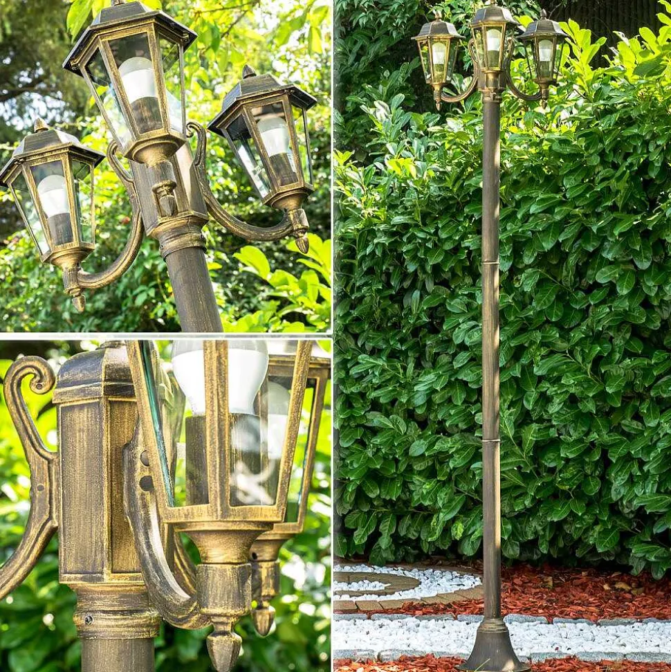 Reverbere Natal Noir Dore, 3 Lumieres