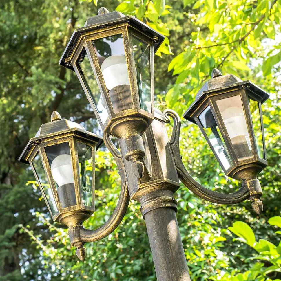 Reverbere Natal Noir Dore, 3 Lumieres