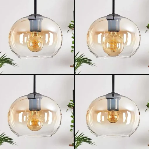 Suspension - Verre Apedo Ambre, Clair, 3 Lumieres