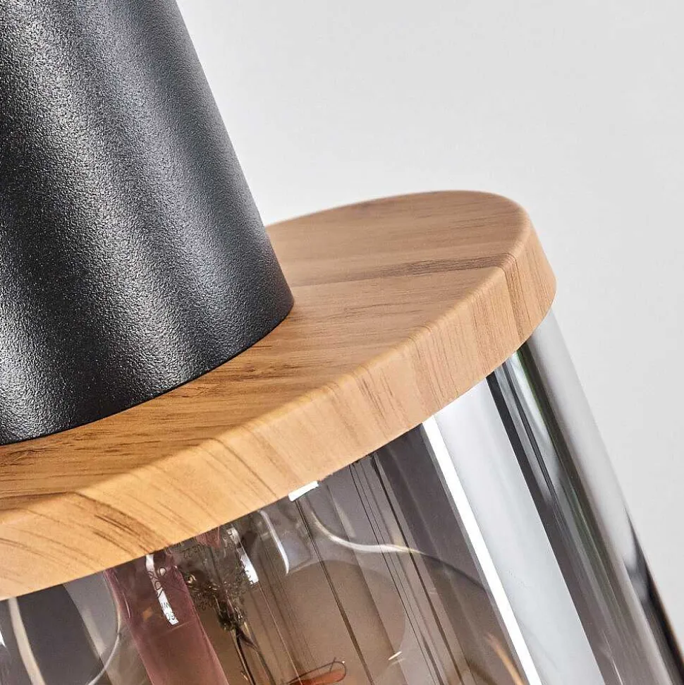 Suspension Classon Couleur Bois, Noir, 4 Lumieres