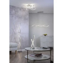 Suspension Paul Neuhaus Q-Malina Led Nickel Mat, 2 Lumieres, Telecommandes