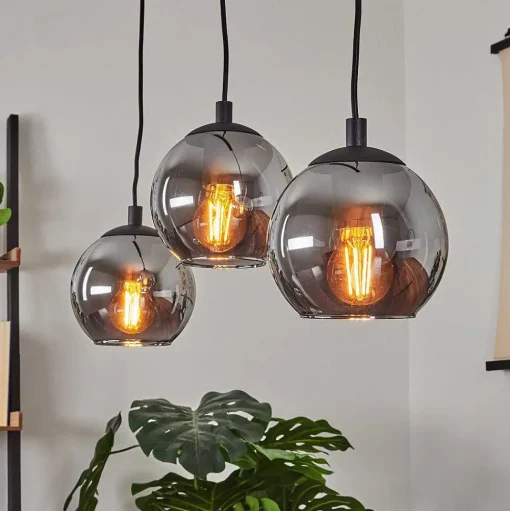 Suspension Sernf Noir, 3 Lumieres